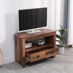 FurnitureHMD Industrial Corner TV Stand Cabinet With 2 Drawers Elegant TV Console Unit Media Table -Diy Shop furniturehmd industrial corner tv stand cabinet with 2 drawers elegant tv console unit media table8425514212558 03c MP