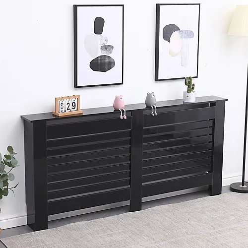 FurnitureHMD Modern Radiator Cover High Gloss Black Decorative Cabinet For Living Room, Bedroom,Horizontal Slats,Extra Large 4 FurnitureHMD Modern Radiator Cover High Gloss Black Decorative Cabinet For Living Room, Bedroom,Horizontal Slats,Extra Large - Image 2
