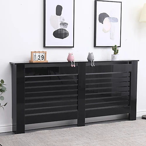 FurnitureHMD Modern Radiator Cover High Gloss Black Decorative Cabinet For Living Room, Bedroom,Horizontal Slats,Extra Large 5 FurnitureHMD Modern Radiator Cover High Gloss Black Decorative Cabinet For Living Room, Bedroom,Horizontal Slats,Extra Large - Image 3