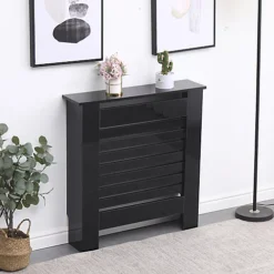 FurnitureHMD Modern Radiator Cover High Gloss Black Decorative Cabinet For Living Room, Bedroom,Horizontal Slats,Small -Diy Shop furniturehmd modern radiator cover high gloss black decorative cabinet for living room bedroom horizontal slats small8414796088937 03c MP