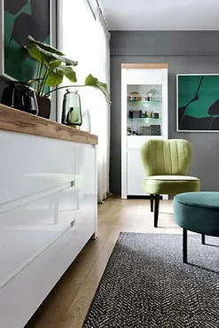 Glass Display Cabinet Tall Slim Unit Soft Close LED Light White Gloss Oak Holten -Diy Shop glass display cabinet tall slim unit soft close led light white gloss oak holten5900211888198 02c MP