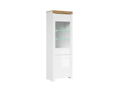 Glass Display Cabinet Tall Slim Unit Soft Close LED Light White Gloss Oak Holten -Diy Shop glass display cabinet tall slim unit soft close led light white gloss oak holten5900211888198 03c MP
