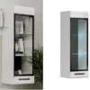 Glass Display Cabinet Wall Mounted Slim Shelf Unit LED Light White Gloss Assen -Diy Shop glass display cabinet wall mounted slim shelf unit led light white gloss assen5900211841087 01c MP