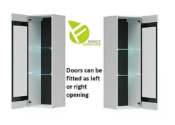 Glass Display Cabinet Wall Mounted Slim Shelf Unit LED Light White Gloss Assen -Diy Shop glass display cabinet wall mounted slim shelf unit led light white gloss assen5900211841087 03c MP