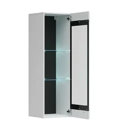 Glass Display Cabinet Wall Mounted Slim Shelf Unit LED Light White Gloss Assen -Diy Shop glass display cabinet wall mounted slim shelf unit led light white gloss assen5900211841087 04c MP