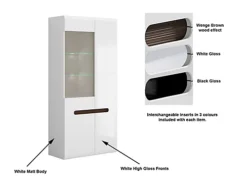 Glass Display Cabinet Wide Tall 2 Door LEDs Multi-Insert White High Gloss Azteca -Diy Shop glass display cabinet wide tall 2 door leds multi insert white high gloss azteca5060958045589 02c MP