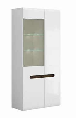 Glass Display Cabinet Wide Tall 2 Door LEDs Multi-Insert White High Gloss Azteca -Diy Shop glass display cabinet wide tall 2 door leds multi insert white high gloss azteca5060958045589 03c MP