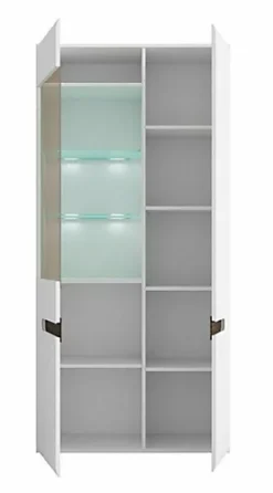 Glass Display Cabinet Wide Tall 2 Door LEDs Multi-Insert White High Gloss Azteca -Diy Shop glass display cabinet wide tall 2 door leds multi insert white high gloss azteca5060958045589 04c MP