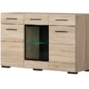 Glass Display Sideboard Unit LEDs 2 Drawer 3 Door 150cm Sonoma Oak Effect Fever 1 Glass Display Sideboard Unit LEDs 2 Drawer 3 Door 150cm Sonoma Oak Effect Fever -Diy Shop glass display sideboard unit leds 2 drawer 3 door 150cm sonoma oak effect fever5901451019939 01c MP