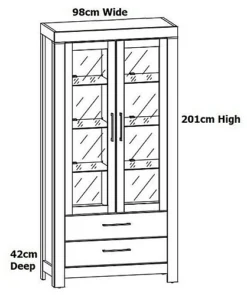Glass Door Display Cabinet Tall Wide 98cm Soft Close LEDs Medium Oak Effect Gent -Diy Shop glass door display cabinet tall wide 98cm soft close leds medium oak effect gent5901451031955 04c MP