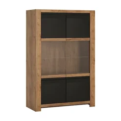 Havana 2 Door Display Cabinet In Lefkas Oak With Matte Black Fronts -Diy Shop havana 2 door display cabinet in lefkas oak with matte black fronts5900355046737 02c MP