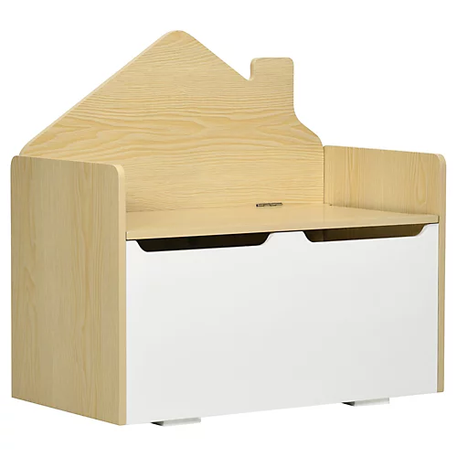 HOMCOM 2 In 1 Toy Box Storage Bench Kids Toy Chest With Lid Pressure Rod White 4 HOMCOM 2 In 1 Toy Box Storage Bench Kids Toy Chest With Lid Pressure Rod White - Image 2