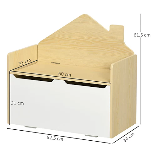 HOMCOM 2 In 1 Toy Box Storage Bench Kids Toy Chest With Lid Pressure Rod White 5 HOMCOM 2 In 1 Toy Box Storage Bench Kids Toy Chest With Lid Pressure Rod White - Image 3