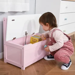 HOMCOM 2 In1 Wooden Toy Box Kids Seat Bench Storage Chest Cabinet Pink