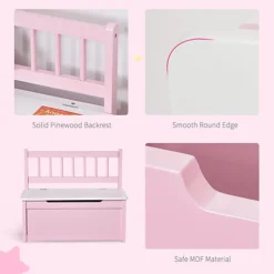 HOMCOM 2 In1 Wooden Toy Box Kids Seat Bench Storage Chest Cabinet Pink -Diy Shop homcom 2 in1 wooden toy box kids seat bench storage chest cabinet pink5056399129032 06c MP