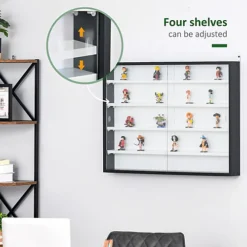 HOMCOM 5-Tier Wall Display Shelf Unit Cabinet W/ Shelves Glass Doors Black/White -Diy Shop homcom 5 tier wall display shelf unit cabinet w shelves glass doors black white5056399119491 06c MP