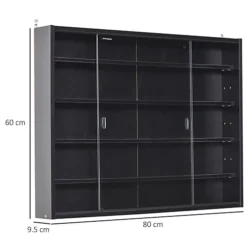 HOMCOM 5-Tier Wall Display Shelf Unit Cabinet W/ Shelves Glass Doors Black -Diy Shop homcom 5 tier wall display shelf unit cabinet w shelves glass doors black5056399110962 03c MP