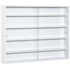 HOMCOM 5-Tier Wall Display Shelf Unit Cabinet W/ Shelves Glass Doors White -Diy Shop homcom 5 tier wall display shelf unit cabinet w shelves glass doors white5056399119507 02c MP