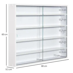 HOMCOM 5-Tier Wall Display Shelf Unit Cabinet W/ Shelves Glass Doors White -Diy Shop homcom 5 tier wall display shelf unit cabinet w shelves glass doors white5056399119507 03c MP