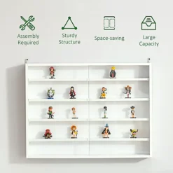 HOMCOM 5-Tier Wall Display Shelf Unit Cabinet W/ Shelves Glass Doors White -Diy Shop homcom 5 tier wall display shelf unit cabinet w shelves glass doors white5056399119507 06c MP