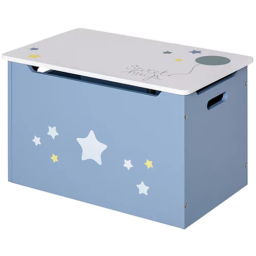 HOMCOM Kids Wooden Toy Box Children Storage Chest Furniture Blue 4 HOMCOM Kids Wooden Toy Box Children Storage Chest Furniture Blue - Image 2