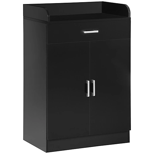 HOMCOM Modern Storage Cabinet, Small Floor Cupboard With Drawer Black 4 HOMCOM Modern Storage Cabinet, Small Floor Cupboard With Drawer Black - Image 2