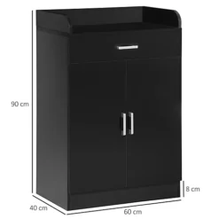 HOMCOM Modern Storage Cabinet, Small Floor Cupboard With Drawer Black 8 HOMCOM Modern Storage Cabinet, Small Floor Cupboard With Drawer Black -Diy Shop homcom modern storage cabinet small floor cupboard with drawer black5056534585525 03c MP