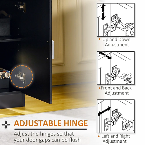 HOMCOM Modern Storage Cabinet, Small Floor Cupboard With Drawer Black 6 HOMCOM Modern Storage Cabinet, Small Floor Cupboard With Drawer Black - Image 4