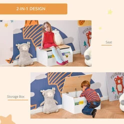 HOMCOM Wooden Kids Toy Box Children Storage Chest White -Diy Shop homcom wooden kids toy box children storage chest white5056399121210 06c MP