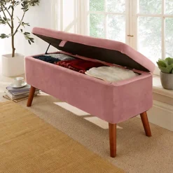 Home Source Carson Buttoned Storage Ottoman Blush Pink -Diy Shop home source carson buttoned storage ottoman blush pink5056065436075 02c MP