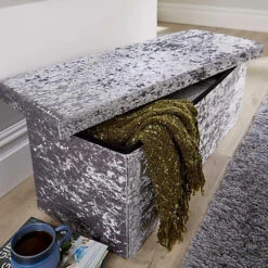 Home Source Extra Large Folding Storage Ottoman Crushed Velvet Ice Grey -Diy Shop home source extra large folding storage ottoman crushed velvet ice grey5056065446579 03c MP