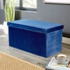 Home Source Flat Velvet Folding Storage Ottoman Navy Blue 1 Home Source Flat Velvet Folding Storage Ottoman Navy Blue -Diy Shop home source flat velvet folding storage ottoman navy blue5056065441215 01c MP