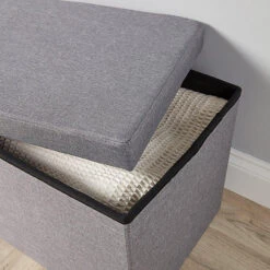 Home Source Folding Storage Linen Ottoman Grey -Diy Shop home source folding storage linen ottoman grey5056065432862 02c MP