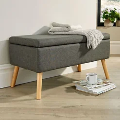 Home Source George Large Storage Ottoman Dark Grey