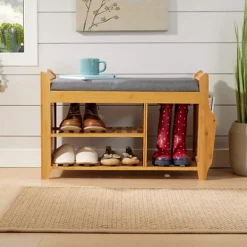 Home Source Gosport Cushion Padded Bamboo 3 Tier Hallway Shoe Storage Bench Unit 8 Home Source Gosport Cushion Padded Bamboo 3 Tier Hallway Shoe Storage Bench Unit -Diy Shop home source gosport cushion padded bamboo 3 tier hallway shoe storage bench unit5056065460773 03c MP