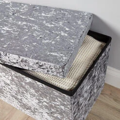 Home Source Sofia Crushed Velvet Folding Storage Ottoman Ice Grey -Diy Shop home source sofia crushed velvet folding storage ottoman ice grey5056065432831 02c MP