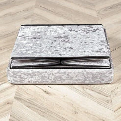 Home Source Sofia Crushed Velvet Square Folding Storage Ottoman Ice Silver -Diy Shop home source sofia crushed velvet square folding storage ottoman ice silver5056065432749 04c MP