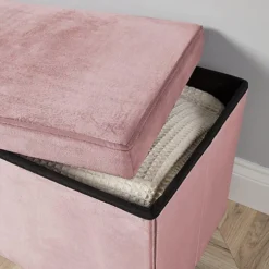 Diy Shop -Diy Shop home source sofia extra large rectangular folding storage ottoman blush pink5056065432886 02c MP