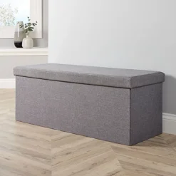 Home Source Sofia Extra Large Rectangular Folding Storage Ottoman Grey