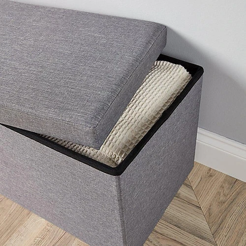 Home Source Sofia Extra Large Rectangular Folding Storage Ottoman Grey 4 Home Source Sofia Extra Large Rectangular Folding Storage Ottoman Grey - Image 2