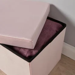 Home Source Sofia Velvet Square Folding Storage Ottoman Blush Pink -Diy Shop home source sofia velvet square folding storage ottoman blush pink5056065432770 03c MP