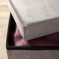 Home Source Sofia Velvet Square Folding Storage Ottoman Grey -Diy Shop home source sofia velvet square folding storage ottoman grey5056065432763 03c MP
