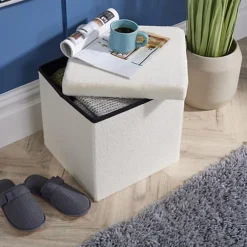 Home Source Teddy Fur Square Folding Storage Ottoman Cream 7 Home Source Teddy Fur Square Folding Storage Ottoman Cream -Diy Shop home source teddy fur square folding storage ottoman cream5056065457735 03c MP