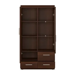 Imperial 2 Door 3 Drawer Glazed Display Cabinet In Dark Mahogany Melamine -Diy Shop imperial 2 door 3 drawer glazed display cabinet in dark mahogany melamine5900355032211 02c MP