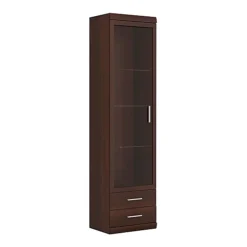 Imperial Tall Glazed 1 Door 2 Drawer Narrow Cabinet In Dark Mahogany Melamine -Diy Shop imperial tall glazed 1 door 2 drawer narrow cabinet in dark mahogany melamine5900355032136 02c MP