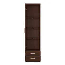 Imperial Tall Glazed 1 Door 2 Drawer Narrow Cabinet In Dark Mahogany Melamine -Diy Shop imperial tall glazed 1 door 2 drawer narrow cabinet in dark mahogany melamine5900355032136 03c MP