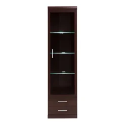 Imperial Tall Glazed 1 Door 2 Drawer Narrow Cabinet In Dark Mahogany Melamine -Diy Shop imperial tall glazed 1 door 2 drawer narrow cabinet in dark mahogany melamine5900355032136 04c MP