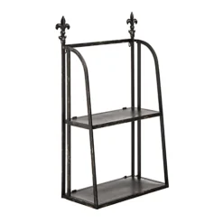 Interiors By Premier 2 Tier Black Metal Wall Mountable Shelf Unit