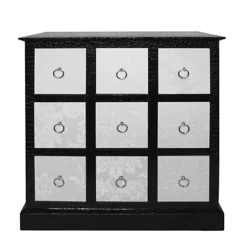 Interiors By Premier Ivory Flock 9 Drawer Low Cabinet