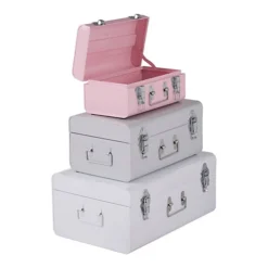 Interiors By Premier Parley Set Of Three Assorted Pink And Grey Storage Trunks -Diy Shop interiors by premier parley set of three assorted pink and grey storage trunks5018705419268 03c MP